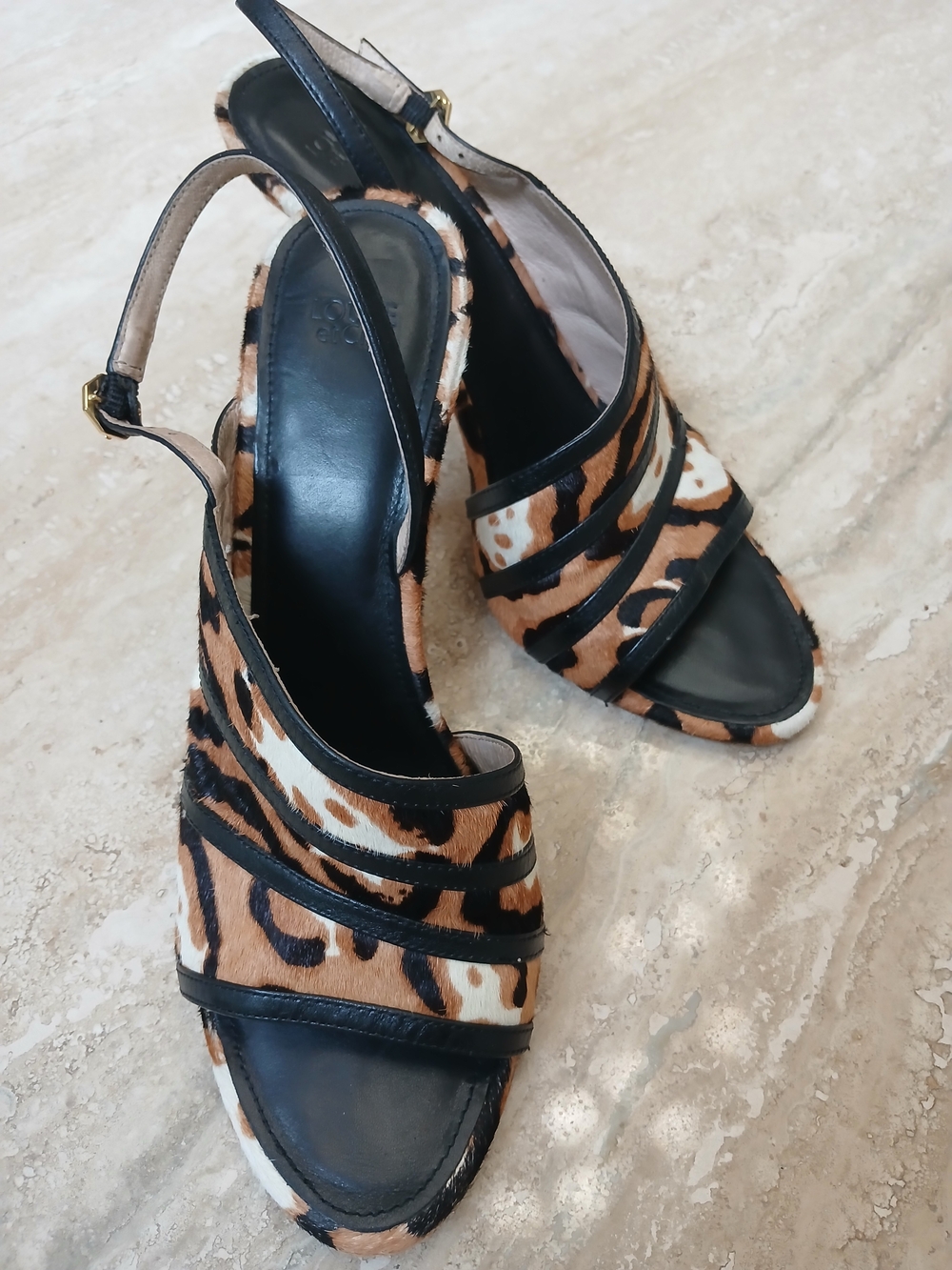 Louise et Cie Animal Print Calf Hair Slingback Heels – Size 10M